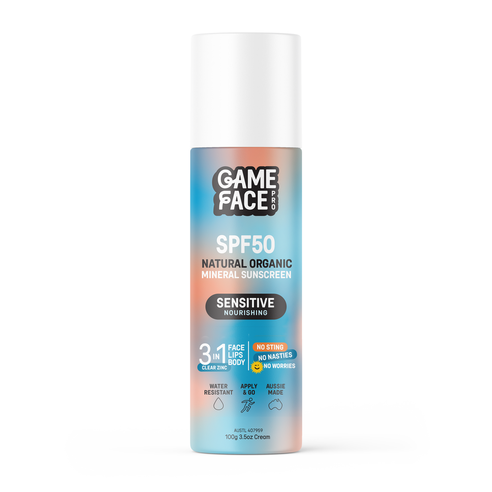 Game Face Pro 'Sensitive' SPF50 natural organic mineral sunscreen