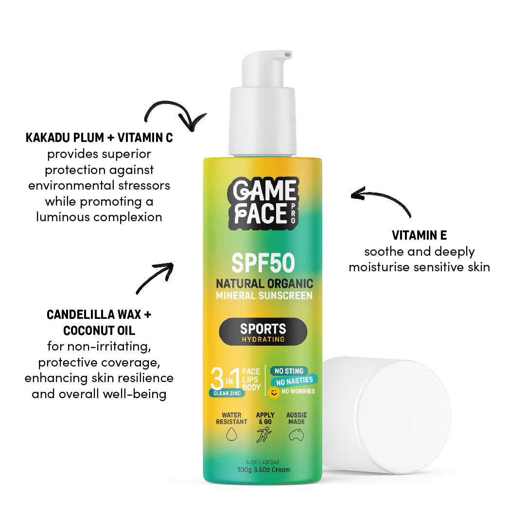 'Sport' SPF50 Natural Organic Mineral Sunscreen